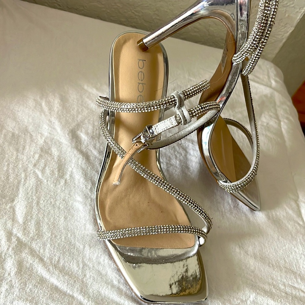 Bebe Rhinestone Stiletto Sandals - Picture 2 of 2